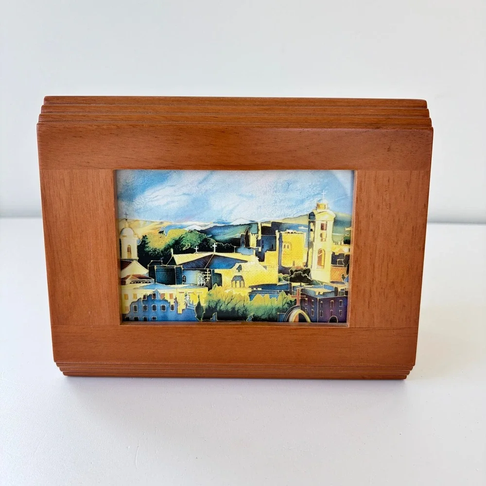 Vintage HB Group Solid Wood Picture Frame Tiered Crown Molding Brown 5.5x7.5